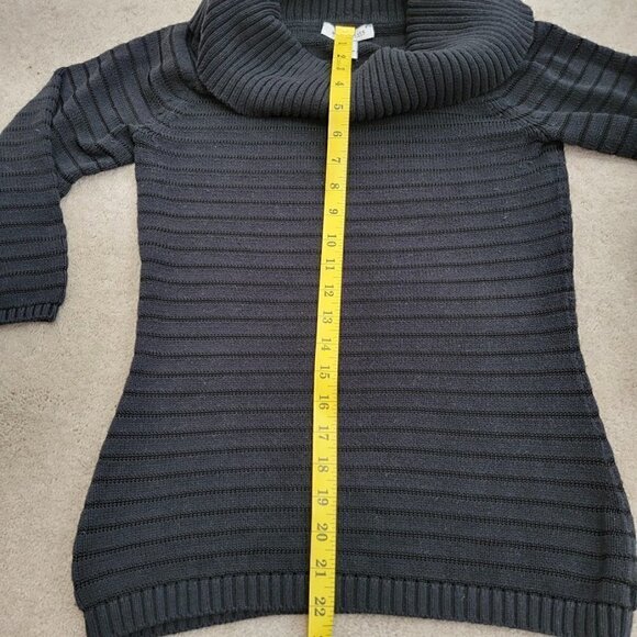 WHITE HOUSE BLACK MARKET BLACK STRIPED RIBBED KNIT COWL NECK SWEATER, SIZE S - Picture 10 of 11